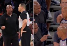 Knicks coach Mike Brown has curious interaction with referee before foul rant