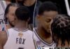 Jalen Brunson gets nose-to-nose with Spurs’ De’Aaron Fox in heated NBA Finals Game 2 scene