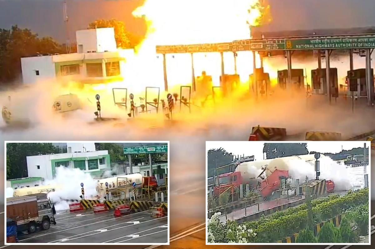 Wild video shows gas tanker erupting into fireball after slamming into toll booth, killing 5