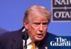 Sabre-rattling to ‘tremendous love’: erratic Trump dominates final hours of Nato summit