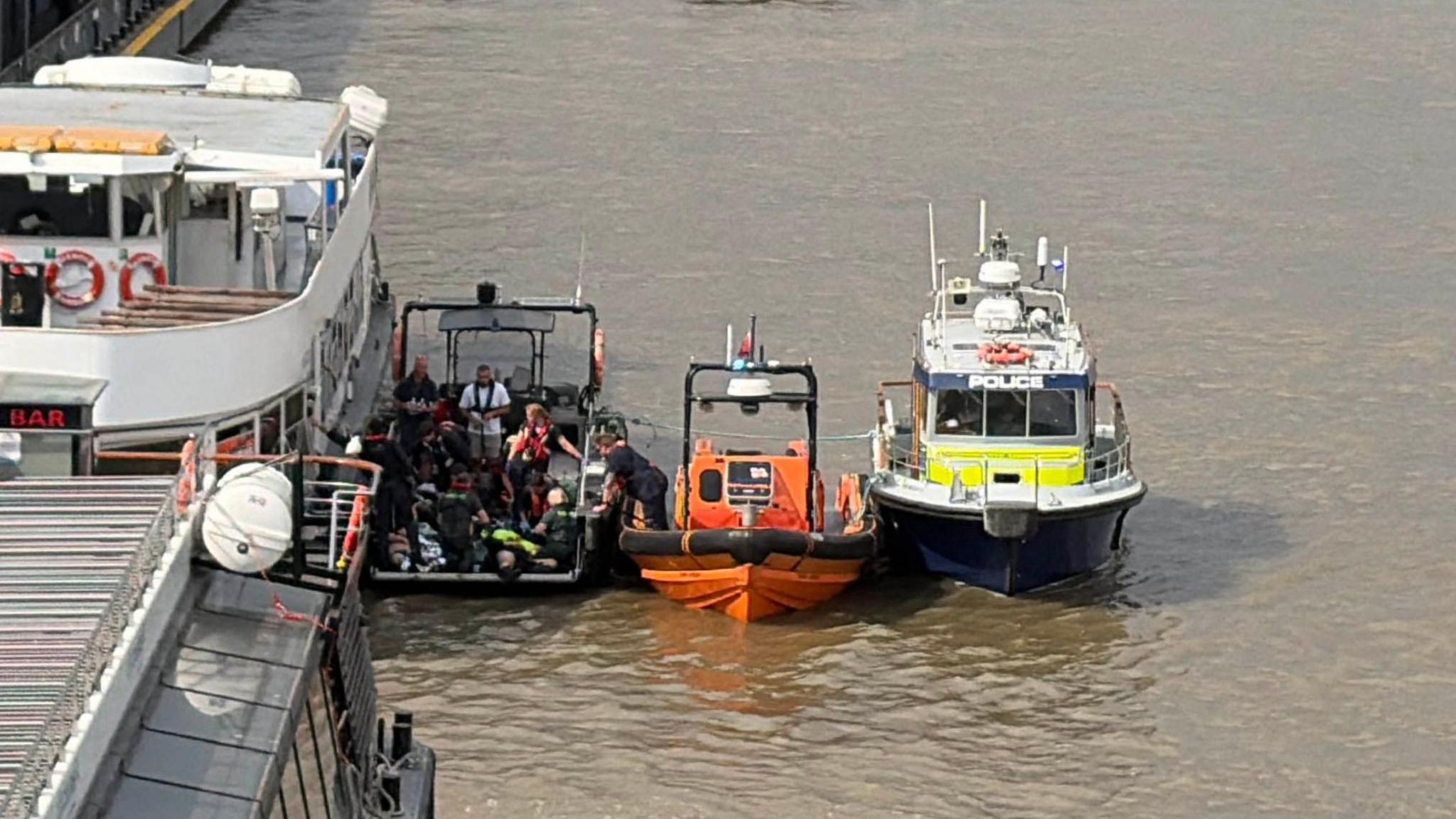 Officers hurt as police boat hits Westminster Bridge