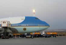 Trump departs NATO summit on older Air Force One