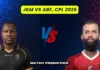 JKM vs ABF, CPL 2026, Match Prediction: Who will win today’s game between Jamaica Kingsmen and Antigua & Barbuda Falcons?
