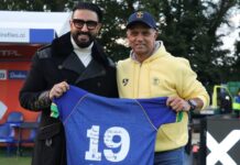 Rahul Dravid gifts his No. 19 jersey to Abhishek Bachchan as ETPL makes its mark in European Cricket