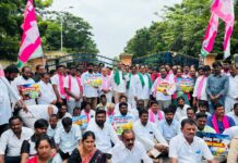 BRS Leaders Protest at KTPP Over Coal Supply, Power Generation