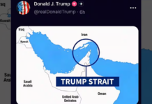 Trump Posts Map Labeling Strait of Hormuz as ‘Trump Strait’