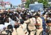 Police Push Away Secretariat Staff from Dharna Chowk