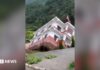 Watch: Moment a government building collapses into a river in Nepal amid floods