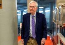 Mitch McConnell swarmed by security as reporter pleads: ‘Can you say a word for us?’