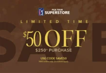 Save $50 on orders of $250 or more at PGA TOUR Superstore for a limited time