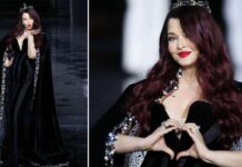 Aishwarya Rai Bachchan stuns at Paris Fashion Week in a black velvet gown with a cape