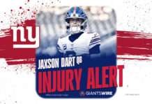 New York Giants QB Jaxson Dart leaves Rams game with injury