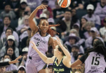 Valkyries’ record-breaking offense fuels rout of Wings for franchise’s first playoff win