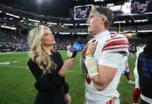 Jaxson Dart, girlfriend Marissa Ayers photobombed by Cam Skattebo before MNF