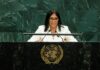 Venezuela’s Delcy Rodriguez promises elections at UN, gives no date