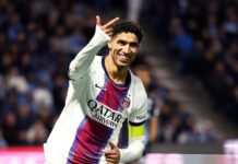 Hakimi’s hat-trick guides PSG to stunning 5-1 win at Le Havre in Ligue 1