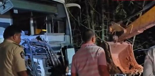 Two Dead After RTC Bus, Bolero Collide in Nallamala Forest