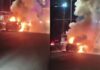 Gachibowli: Car Catches Fire After Hitting Divider on ISB Road