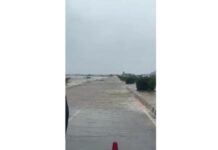 Heading Bahuda Water Flows 5 Feet Above NH16, Traffic Stalled