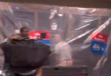Dodgers player’s bare butt exposed on camera during wild NLDS locker room celebration
