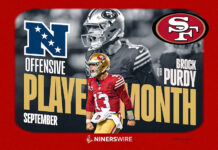 49ers QB Brock Purdy honored after 4-TD performance vs. Cardinals