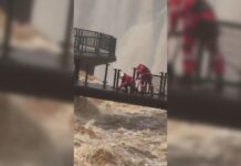 Iconic Iguazu Falls walkway dismantled amid record water levels