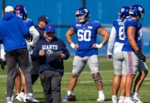 Giants turning to Bryan Hudson at center after impressive first start