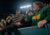 Brewers bring World Series trophy to Packers game — then hit iconic Lambeau Leap celebration