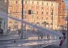 Wild moment Italian cops blast young protester with water cannon after she joined far-left rioters