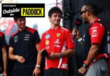 Lewis Hamilton and Charles Leclerc arrive at Sepang in matching sports saloons